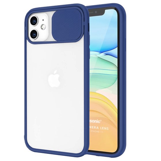 Microsonic Apple iPhone 11 Kılıf Slide Camera Lens Protection Lacivert