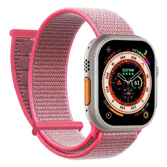 Microsonic Apple Watch Series 10 46mm Hasırlı Kordon Woven Pembe