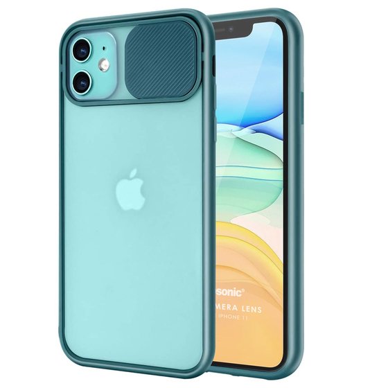 Microsonic Apple iPhone 11 Kılıf Slide Camera Lens Protection Koyu Yeşil