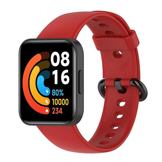 Microsonic Xiaomi Poco Watch Kordon, Silicone Sport Band Kırmızı