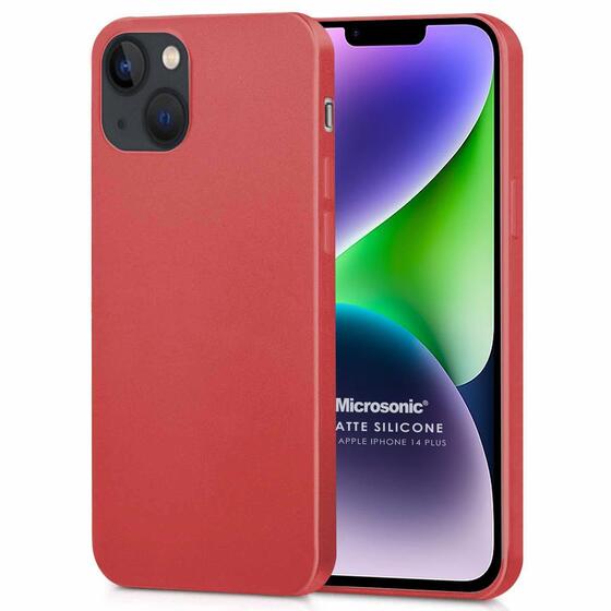 Microsonic Matte Silicone Apple iPhone 14 Plus Kılıf Kırmızı