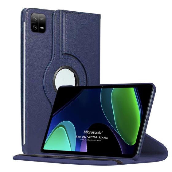 Microsonic Xiaomi Pad 6 Kılıf 360 Rotating Stand Deri Lacivert