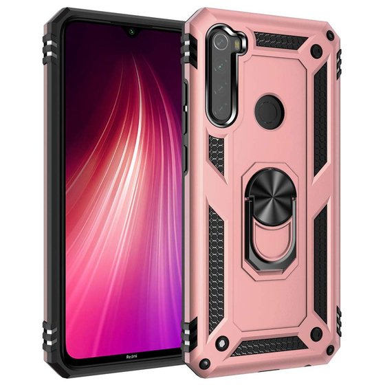 Microsonic Xiaomi Redmi Note 8 Kılıf Military Ring Holder Rose Gold