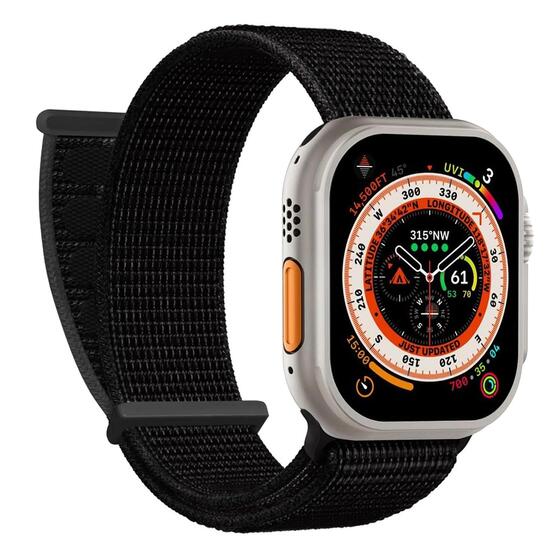 Microsonic Apple Watch Series 10 46mm Hasırlı Kordon Woven Siyah