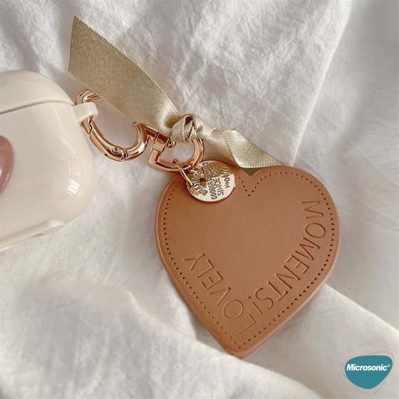 Microsonic Airpods 4.Nesil / ANC Kılıf Süslü Kalp Desenli Rose Gold