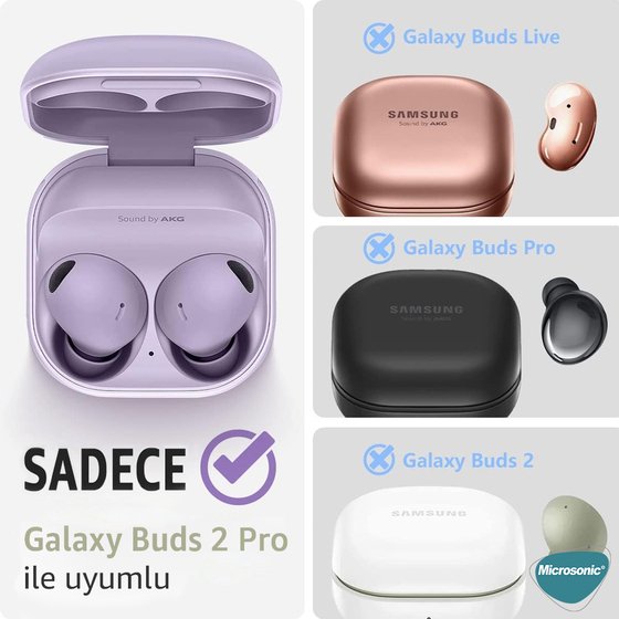 Microsonic Samsung Galaxy Buds 2 Pro Kulaklık Askılı Kılıf Neck Rope Silicone Beyaz