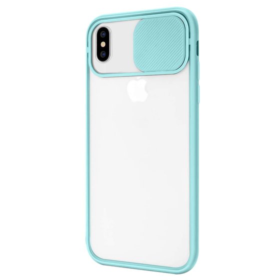 Microsonic Apple iPhone XS Max Kılıf Slide Camera Lens Protection Turkuaz