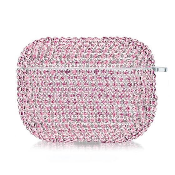 Microsonic Airpods 4.Nesil / ANC Kılıf Diamond Swarovski Görünümlü Taşlı Pembe