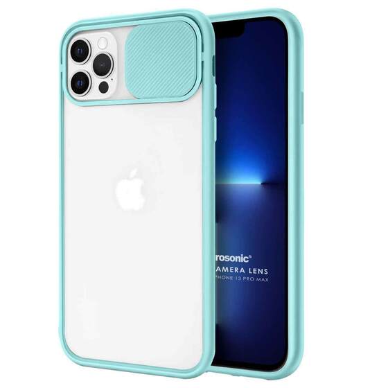 Microsonic Apple iPhone 13 Pro Max Kılıf Slide Camera Lens Protection Turkuaz