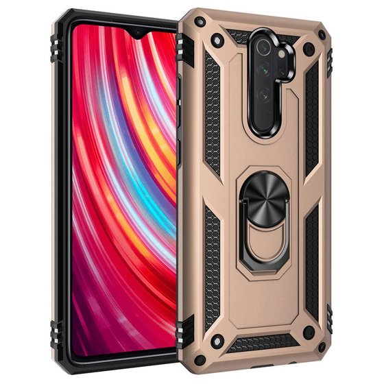 Microsonic Xiaomi Redmi Note 8 Pro Kılıf Military Ring Holder Gold