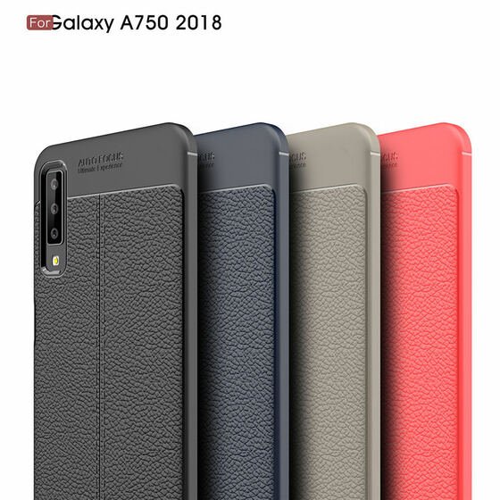 Microsonic Samsung Galaxy A7 2018 Kılıf Deri Dokulu Silikon Siyah