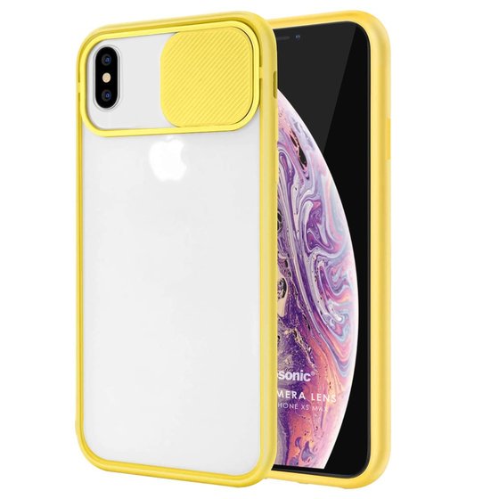 Microsonic Apple iPhone XS Max Kılıf Slide Camera Lens Protection Sarı