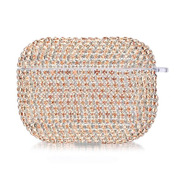Microsonic Airpods 4.Nesil / ANC Kılıf Diamond Swarovski Görünümlü Taşlı Rose Gold