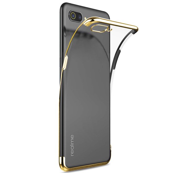 Microsonic Realme C2 Kılıf Skyfall Transparent Clear Gold