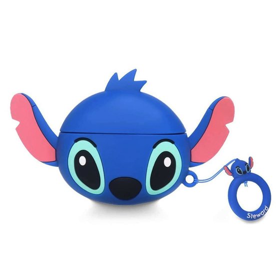 Microsonic AirPods Pro Kılıf Cartoon Figürlü Silikon Stitch Mavi