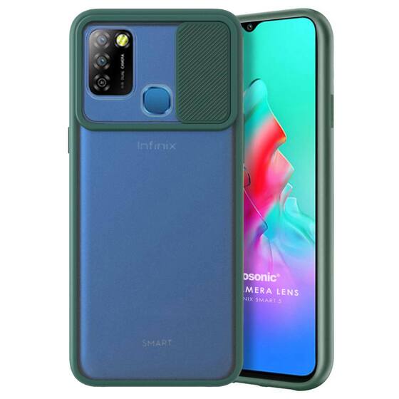 Microsonic Infinix Smart 5 Kılıf Slide Camera Lens Protection Koyu Yeşil