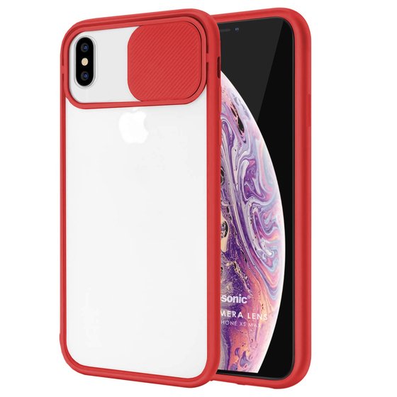 Microsonic Apple iPhone XS Max Kılıf Slide Camera Lens Protection Kırmızı