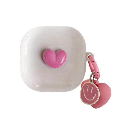 Microsonic Samsung Galaxy Buds Live Kılıf Süslü Kalp Desenli Pembe