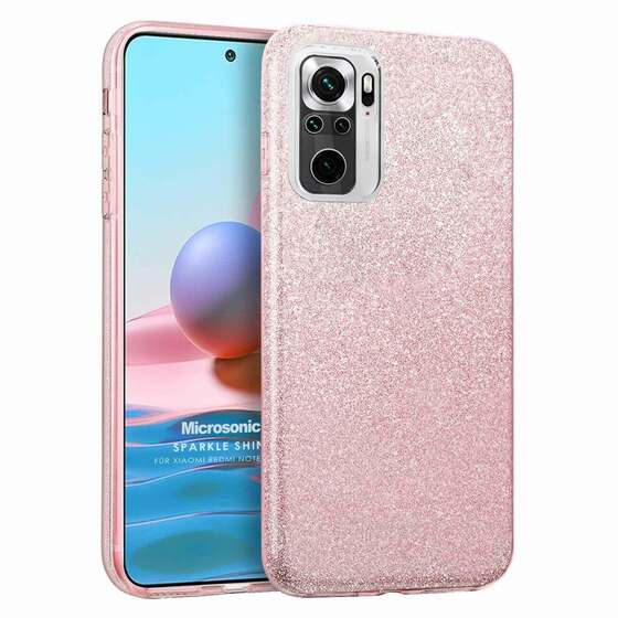 Microsonic Xiaomi Redmi Note 10S Kılıf Sparkle Shiny Rose Gold