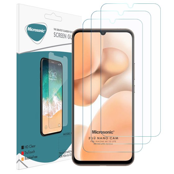 Microsonic Xiaomi Mi 10 Lite Screen Protector Nano Glass Cam Ekran Koruyucu (3 Pack)