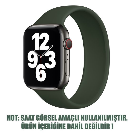 Microsonic Apple Watch Series 4-40mm Kordon, (Medium Size, 145mm) New Solo Loop Koyu Yeşil