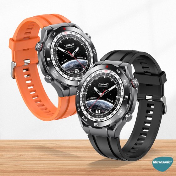 Microsonic Huawei Watch Ultimate Kordon, Silicone Sport Band Turuncu