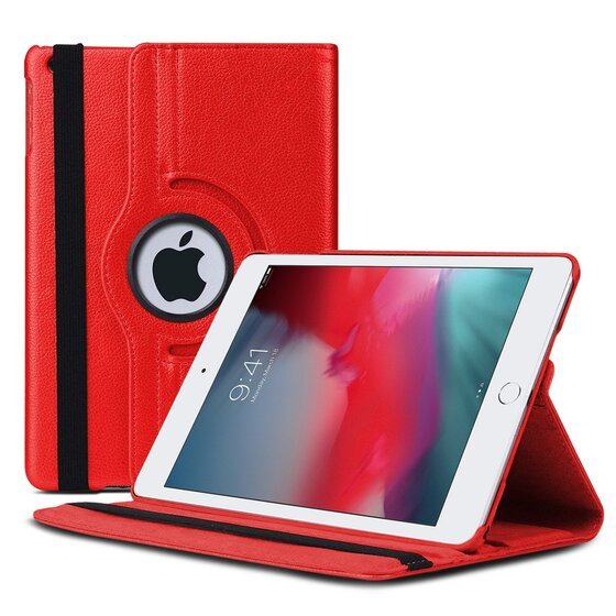 Microsonic Apple iPad Mini 5 7.9'' 2019 (A2133-A2124-A2125-A2126) Kılıf 360 Rotating Stand Deri Kırmızı