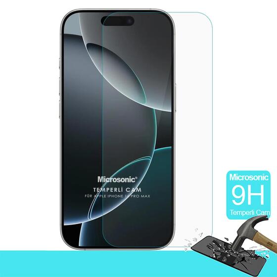 Microsonic Apple iPhone 16 Pro Tempered Glass Cam Ekran Koruyucu