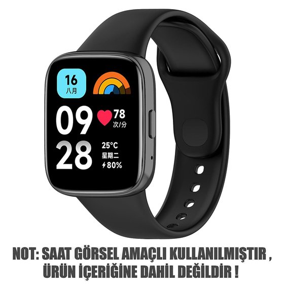 Microsonic Xiaomi Redmi Watch 3 Active Kordon, Silicone Sport Band Siyah