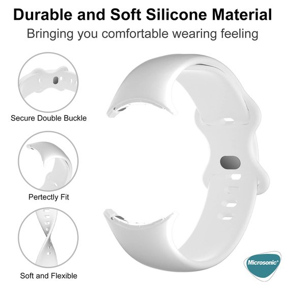 Microsonic Google Pixel Watch Kordon, Silicone Sport Band Siyah