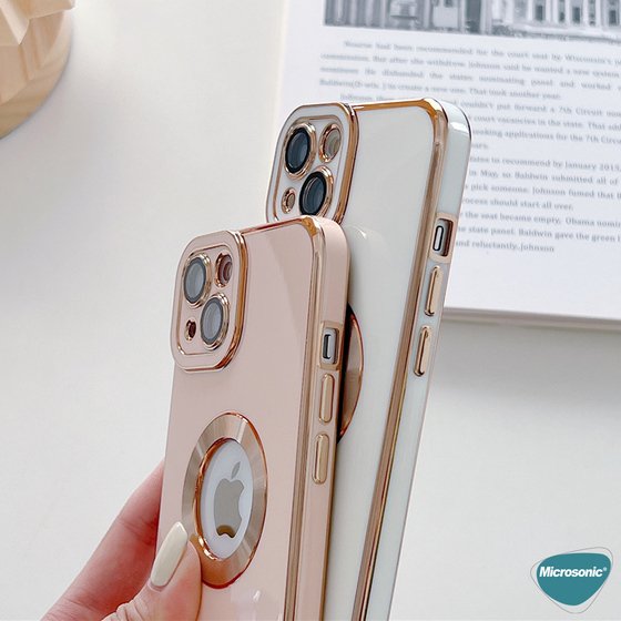 Microsonic Apple iPhone 13 Pro Max Kılıf Flash Stamp Rose Gold