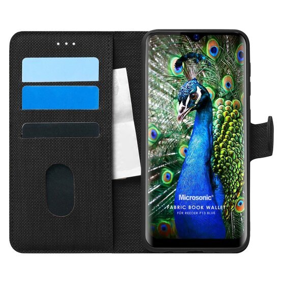 Microsonic Reeder P13 Blue Kılıf Fabric Book Wallet Siyah