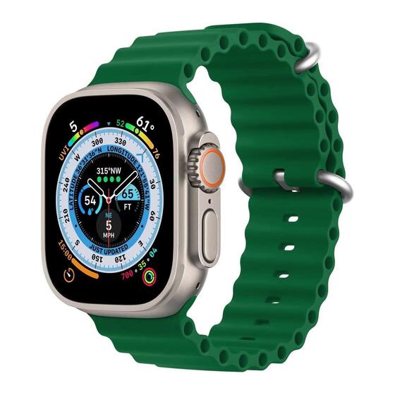 Microsonic Apple Watch Series 7 45mm Kordon Ocean Band Yeşil