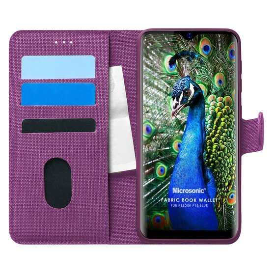 Microsonic Reeder P13 Blue Kılıf Fabric Book Wallet Mor