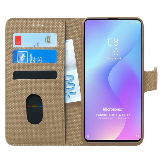 Microsonic Xiaomi Redmi K20 Kılıf Fabric Book Wallet Gold