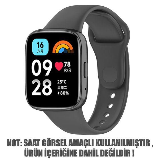 Microsonic Xiaomi Redmi Watch 3 Active Kordon, Silicone Sport Band Koyu Gri