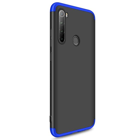 Microsonic Xiaomi Redmi Note 8 Kılıf Double Dip 360 Protective Siyah Mavi