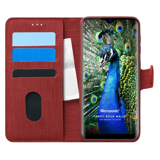 Microsonic Reeder P13 Blue Kılıf Fabric Book Wallet Kırmızı