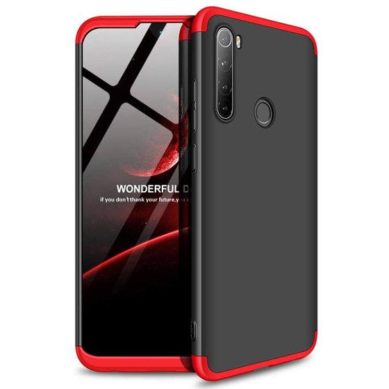 Microsonic Xiaomi Redmi Note 8 Kılıf Double Dip 360 Protective Siyah Kırmızı