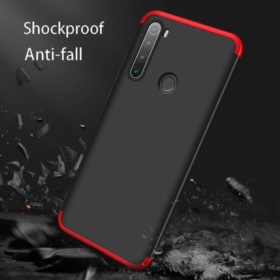 Microsonic Xiaomi Redmi Note 8 Kılıf Double Dip 360 Protective Siyah Kırmızı