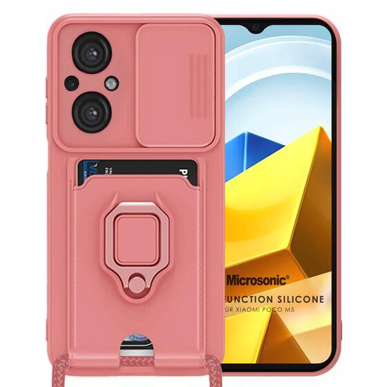 Microsonic Xiaomi Poco M5 Kılıf Multifunction Silicone Pembe