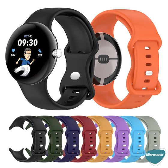 Microsonic Google Pixel Watch Kordon, Silicone Sport Band Açık Yeşil