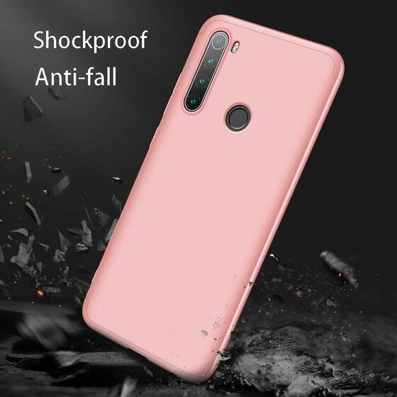 Microsonic Xiaomi Redmi Note 8 Kılıf Double Dip 360 Protective Rose Gold