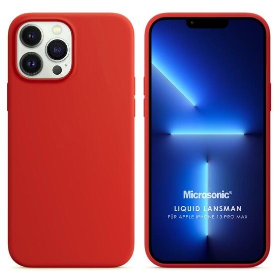 Microsonic Apple iPhone 13 Pro Max Kılıf Liquid Lansman Silikon Kırmızı