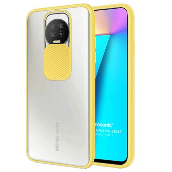 Microsonic Infinix Note 7 Kılıf Slide Camera Lens Protection Sarı