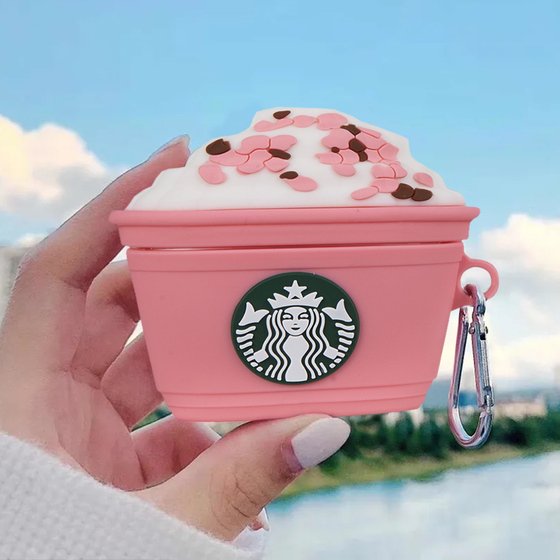 Microsonic AirPods Pro Kılıf Cartoon Figürlü Silikon Starbucks Pembe