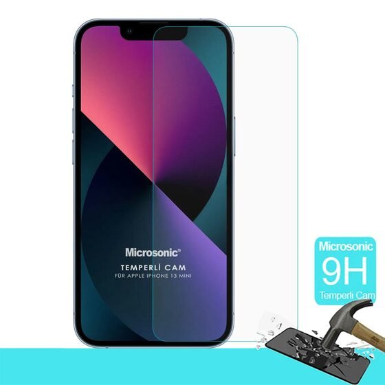 Microsonic Apple iPhone 13 Mini Tempered Glass Cam Ekran Koruyucu