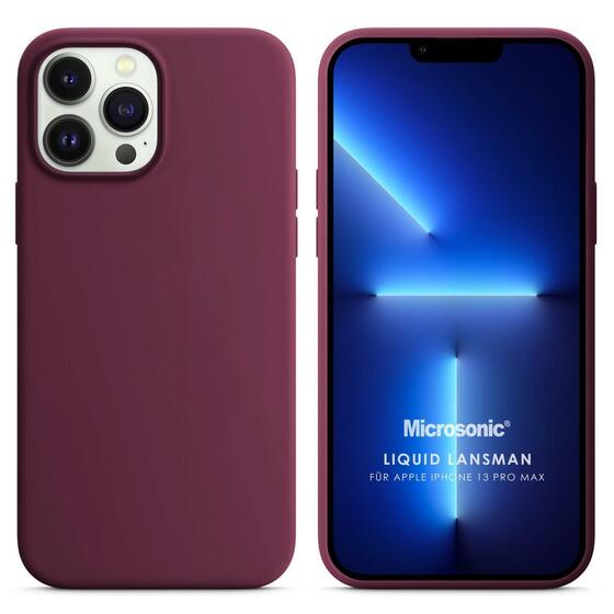 Microsonic Apple iPhone 13 Pro Max Kılıf Liquid Lansman Silikon Bordo