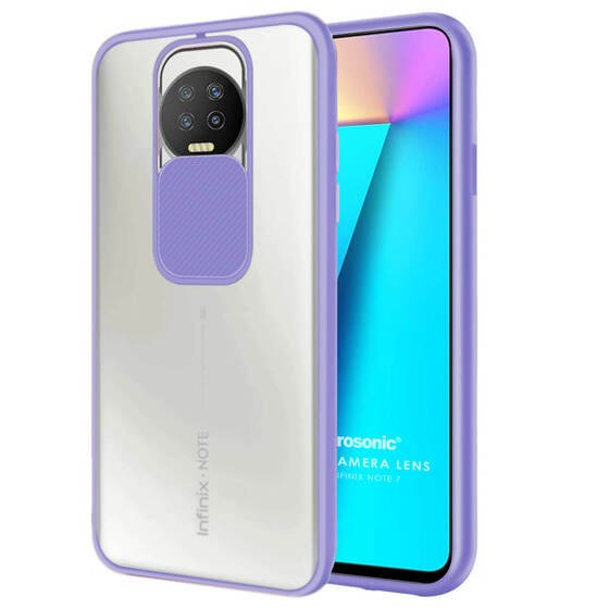 Microsonic Infinix Note 7 Kılıf Slide Camera Lens Protection Lila