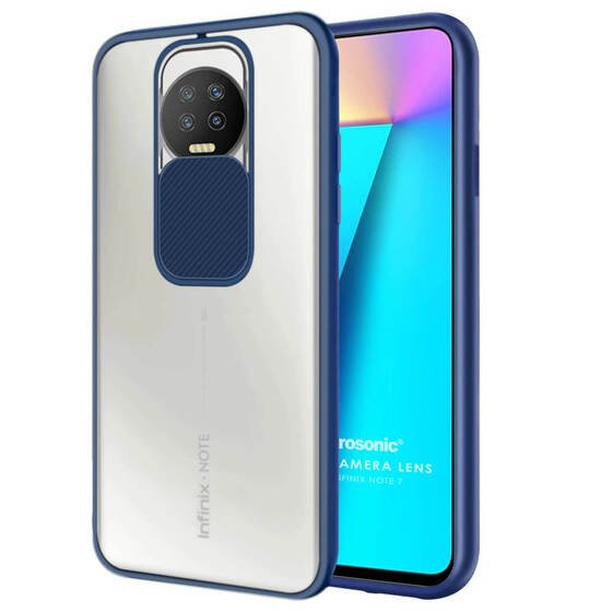 Microsonic Infinix Note 7 Kılıf Slide Camera Lens Protection Lacivert